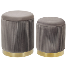 Pouf Samtstoff mit Stauraum grau 2er Set MIRAMAR