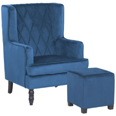 Sessel Samtstoff blau plus Hocker SANDSET