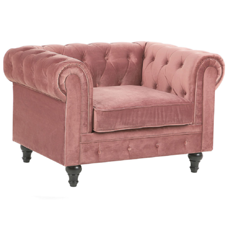 Sessel Samtstoff rosa Rautenmuster CHESTERFIELD