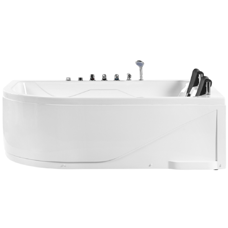 Whirlpool Badewanne weiss Eckmodell mit LED 180 x 120 cm links CALAMA