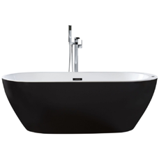 Whirlpool Badewanne freistehend schwarz mit LED 170 x 80 cm NEVIS