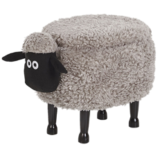 Hocker Felloptik mit Stauraum grau Schafhocker SHEEP