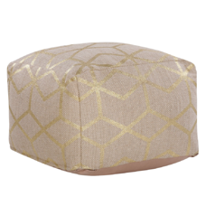 Pouf Jute beige mit goldenen Verzierungen 67 x 67 cm MAMALA