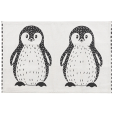 Kinderteppich Baumwolle weiss / schwarz 60 x 90 cm Pinguin-Muster HAJDARABAD