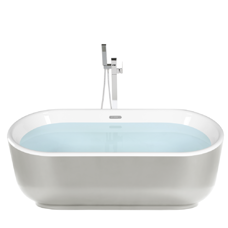 Badewanne freistehend silber oval 170 x 80 cm PINEL