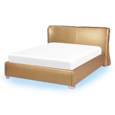 Lederbett gold Lattenrost 140 x 200 cm mit LED-Beleuchtung bunt PARIS