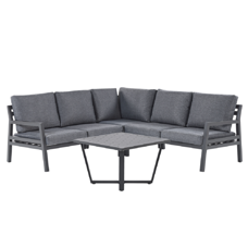 Lounge Set Aluminium 5-Sitzer Auflagen dunkelgrau VIZZINI