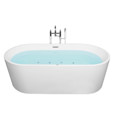 Whirlpool Badewanne weiss freistehend mit LED oval 170 x 80 cm HAVANA