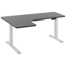 Schreibtisch linksseitig schwarz / weiss 160 x 110 cm elektrisch höhenverstellbar DESTIN II