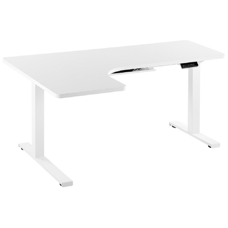 Schreibtisch linksseitig weiss 160 x 110 cm elektrisch höhenverstellbar DESTIN II