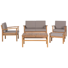 Lounge Set zertifiziertes Holz hellbraun 4-Sitzer Auflagen taupe MANILA