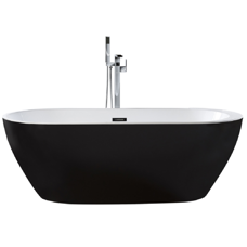 Badewanne freistehend schwarz oval 150 x 75 cm NEVIS