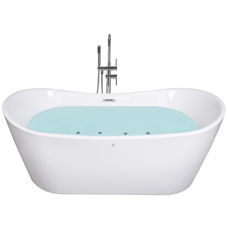 Whirlpool Badewanne freistehend weiss oval mit LED 168 x 80 cm ANTIGUA