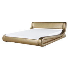 Lederbett gold Lattenrost 160 x 200 cm AVIGNON