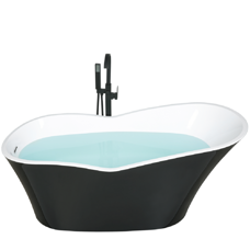 Badewanne freistehend schwarz / weiss 170 x 80 cm DULCINA