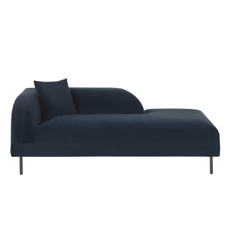 Chaiselongue Samtstoff marineblau linksseitig LE CRAU