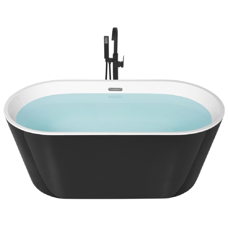 Badewanne freistehend schwarz-weiss oval 160 x 80 cm HAVANA