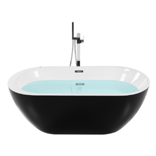 Whirlpool Badewanne freistehend schwarz mit LED 170 x 80 cm NEVIS III