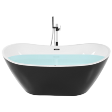 Whirlpool Badewanne freistehend schwarz oval mit LED 180 x 85 cm ANTIGUA