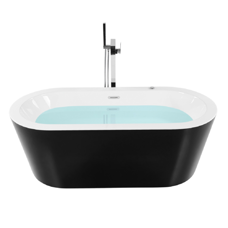 Whirlpool Badewanne freistehend schwarz mit LED 150 x 75 cm MARSELLA