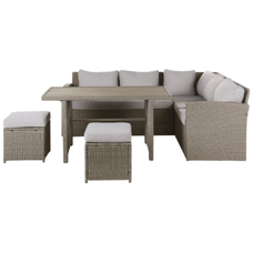 Lounge Set Rattan taupe 5-Sitzer Auflagen hellgrau BARDI