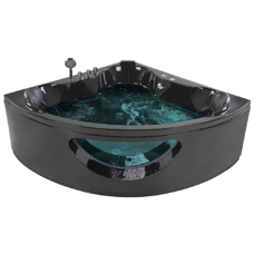 Whirlpool Badewanne schwarz Eckmodell mit LED 146 x 146 cm TOCOA II