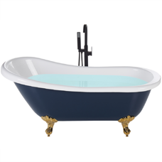 Badewanne freistehend blau / weiss oval 170 x 76 cm CAYMAN