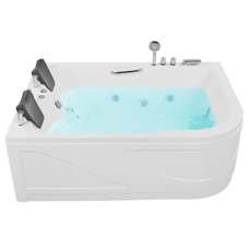 Whirlpool Badewanne weiss Eckmodell mit LED 170 x 119 cm rechts BAYAMO