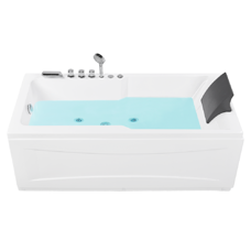 Whirlpool Badewanne weiss rechteckig mit LED 169 x 81 cm rechts ARTEMISA