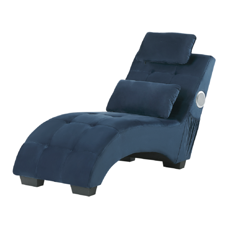 Chaiselongue Samtstoff mit Bluetooth Lautsprecher USB-Port blau SIMORRE