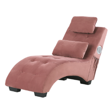 Chaiselongue Samtstoff mit Bluetooth Lautsprecher USB-Port rosa SIMORRE