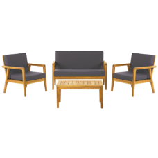 Lounge Set Akazienholz hellbraun 4-Sitzer Auflagen dunkelgrau PALLANO