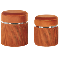 Pouf Samtstoff mit Stauraum orange 2er Set CAMDENTON