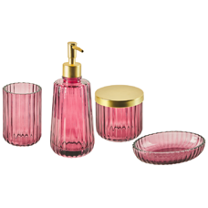 Badezimmer Set 4-teilig Glas pink CARDENA