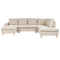 Schlafsofa U-förmig beige mit Stauraum LERUM