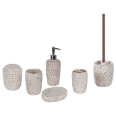 Badezimmer Set 6-teilig Keramik weiss Terrazzo Optik PALMILLA