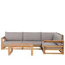 Lounge Set Akazienholz 4-Sitzer Auflagen linksseitig taupe TIMOR II