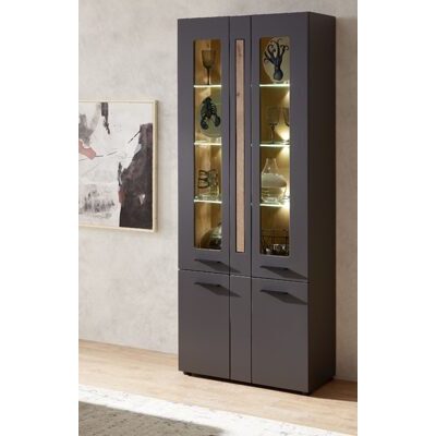 Vitrine LOFT-TWO 03 Lack Laminat Graphit-Artisan Eiche