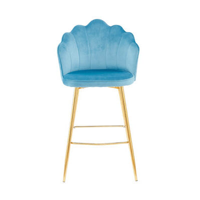 Barhocker 2er-Set BANDUNG blau-goldfarben