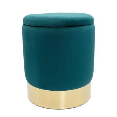 Samthocker Velour Hocker mit Stauraum 31 x 38 cm smaragd