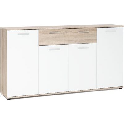 Sideboard JACKY 3 Weiss-Eiche Sonoma