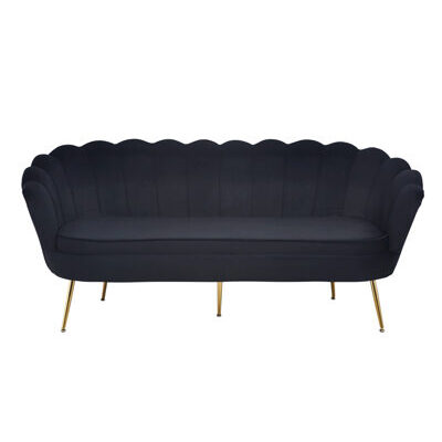 Muschelsofa 3-Sitzer BANDUNG schwarz-goldfarben