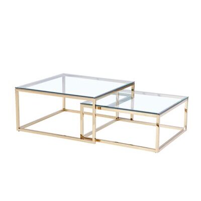 Couchtische 2er-Set C89G-A transparent-vergoldet