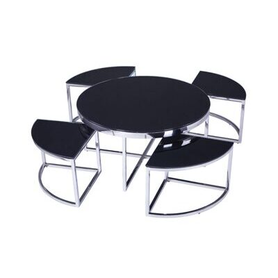 Couchtische 5er-Set C90 schwarz-verchromt