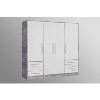 Kleiderschrank JUPITER Weiss-Betonoptik