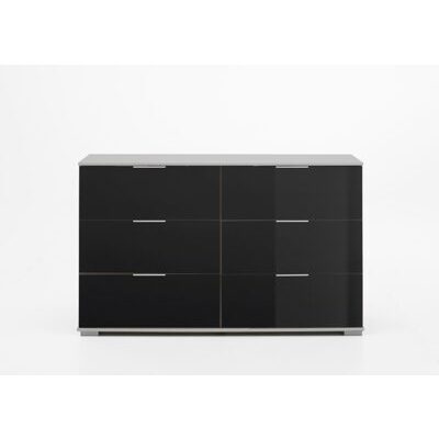 Sideboard EASY PLUS C Weiss-Glas schwarz