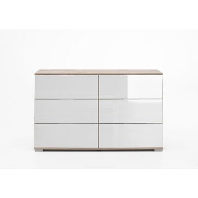 Sideboard EASY PLUS C Eiche sägerau-Glas Weiss