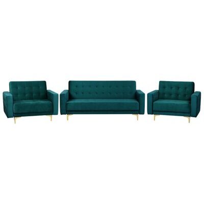 Sofa Set Samtstoff blaugrün ABERDEEN