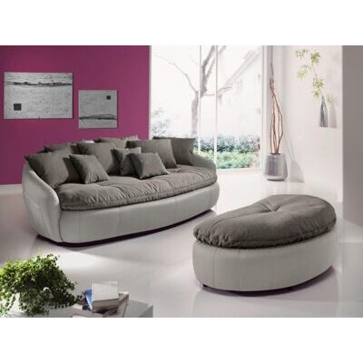 Megasofa mit Hocker ARUBA II light beige-elephant