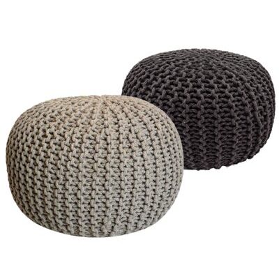 Pouf Grobstrick Optik 55 x 37 cm beige & grau - 2er Set